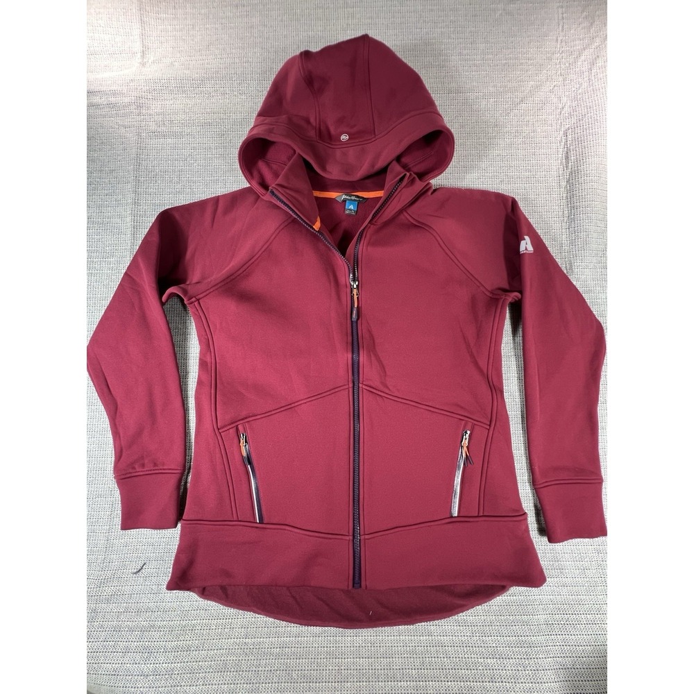 Eddie Bauer First Ascent Womens L TALL Full Zip Hoodie Jacket Fleece‎ Burgundy